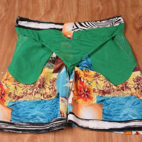 ROBERT GRAHAM Hawaiian Swim Shorts Swim Trunks Size 40 Tropical AOP Board Shorts - Picture 13 of 16